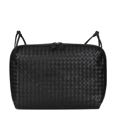 Bottega Veneta Knitted Cross-body Bag In Black
