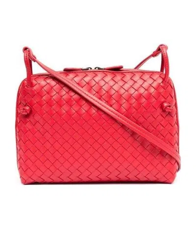 Bottega Veneta Knitted Cross-body Bag In Red