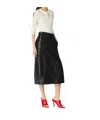 Bottega Veneta Womens Black Intrecciato Two-slip-pockets Leather Midi Skirt In Black