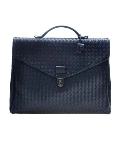 Bottega Veneta Knitted Detail Handbag In Blue