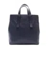 Bottega Veneta Knitted Detail Handbag In Blue
