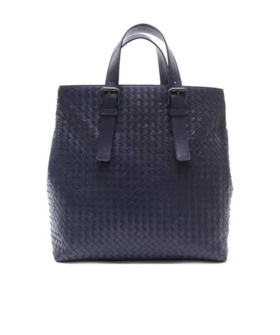 Bottega Veneta Knitted Detail Handbag In Blue