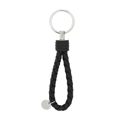 Bottega Veneta Knitted Detail Key Chain In Black