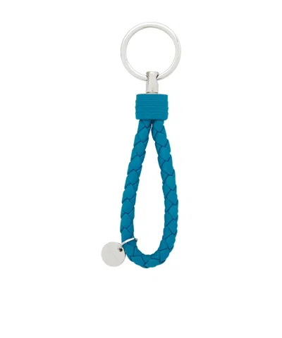 Bottega Veneta Knitted Detail Key Chain In Blue