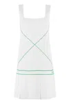 Bottega Veneta Pleated Embroidered Knitted Mini Dress In White