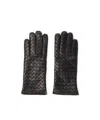 Bottega Veneta Intreciato Knitted Leather Gloves In Black