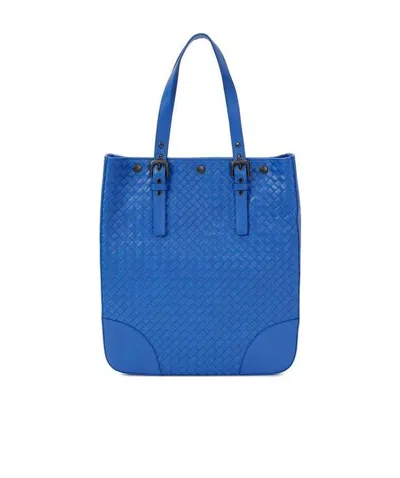 Bottega Veneta Knitted Handbag In Blue