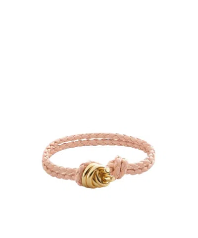 Bottega Veneta Knitted Leather Bracelet In Yellow