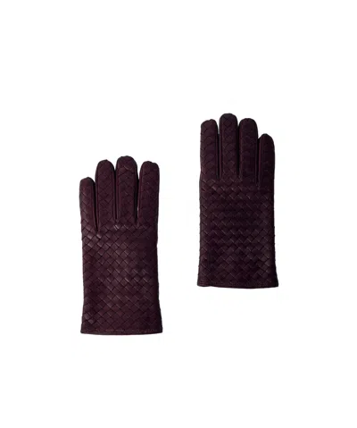 Bottega Veneta Knitted Leather Gloves In Black