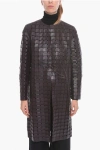 Bottega Veneta Knitted Leather Satine Coat With Drawstring