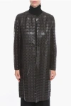 Bottega Veneta Knitted Leather Satine Coat With Drawstring