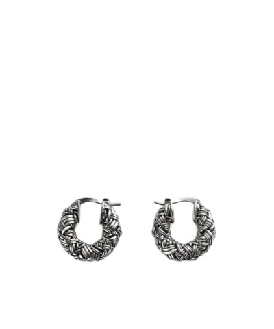 Bottega Veneta Knitted Loop Earrings In Gray