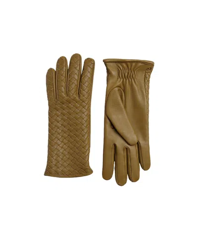 Bottega Veneta Knitted Pattern Gloves In Brown