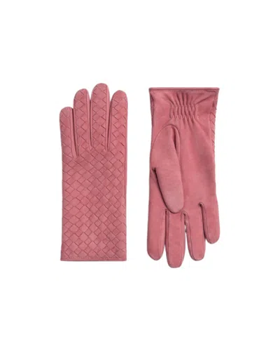 Bottega Veneta Knitted Pattern Gloves In Pink
