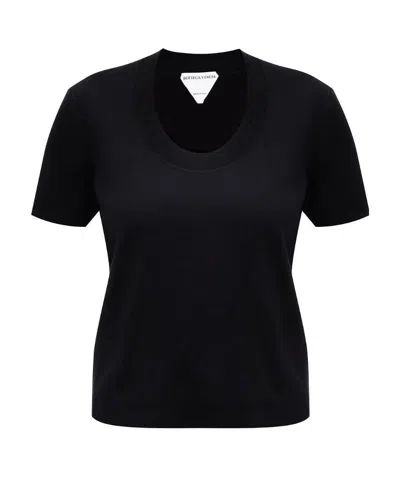 Bottega Veneta Knitted Short-sleeve Top In Black