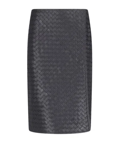 BOTTEGA VENETA BOTTEGA VENETA INTRECCIATO LEATHER MIDI SKIRT