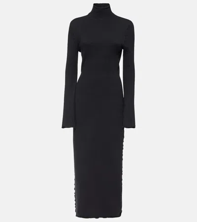 Bottega Veneta Knitted Wool Maxi Dress In Black