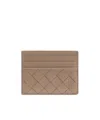 Bottega Veneta Intrecciato Open Top Card Case In Brown