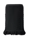 Bottega Veneta Knit Skirt With Fringed Hemline And Crochet Motif In Nero
