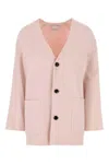 Bottega Veneta Wool Blend Cardigan With Front Pockets In Pink