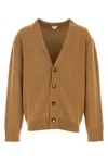 Bottega Veneta V-neckline Stretch Cashmere Blend Cardigan In Brown