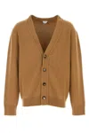 Bottega Veneta V-neckline Stretch Cashmere Blend Cardigan In Brown