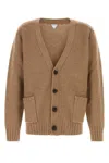 Bottega Veneta Dove Grey Wool Blend Cardigan In Brown