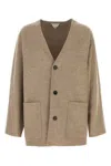 Bottega Veneta Dove Grey Wool Blend Cardigan In Brown