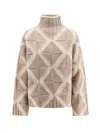 Bottega Veneta Argyle Intarsia-knit Wool Turtleneck Sweater In Desertmelsoapstone