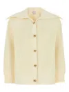 Bottega Veneta Women Cream Stretch Cotton Blend Cardigan In Grey