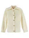 Bottega Veneta Women Cream Stretch Cotton Blend Cardigan In Ivory