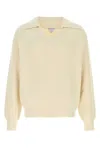 Bottega Veneta Maglione In Misto Cotone Crema Uomo In Yellow