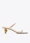 Bottega Veneta Womens Cream Knot Leather Heeled Sandals In Sea Salt