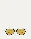 Bottega Veneta Women Metallic Sunglasses With Cut-out Motif On The Temples And Knot Detail On The Te In Black