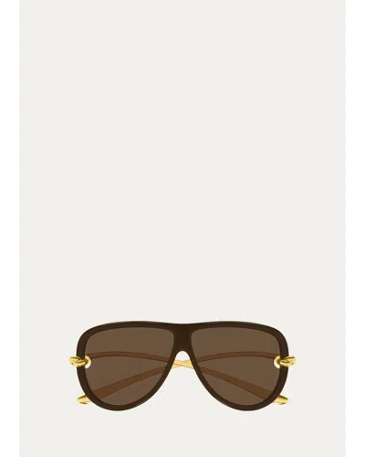 Bottega Veneta Knot 61mm Aviator Sunglasses In Brown
