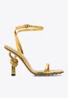 Bottega Veneta Metallic Knot-heel Ankle-strap Sandals In Gold