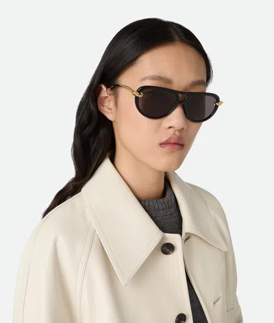 Bottega Veneta Knot Aviator Sunglasses In Black