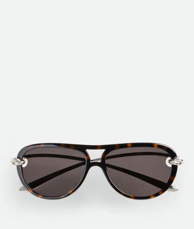 Bottega Veneta Knot Aviator Sunglasses In Black
