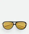 Bottega Veneta Knot Aviator Sunglasses In Black