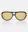 Bottega Veneta Women Metallic Sunglasses With Cut-out Motif On The Temples And Knot Detail On The Te In Black