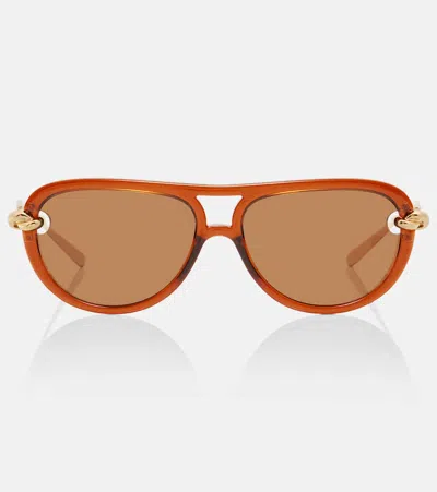 Bottega Veneta Women Aviator Knot Sunglasses In Brown