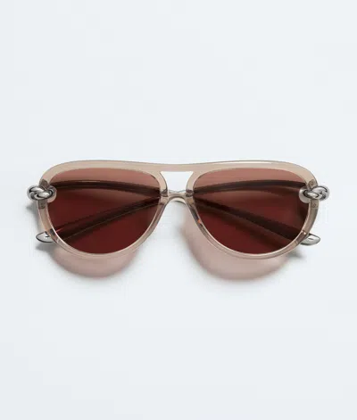 Bottega Veneta Knot Aviator Sunglasses In Brown