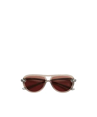 Bottega Veneta Knot Aviator Sunglasses In Brown