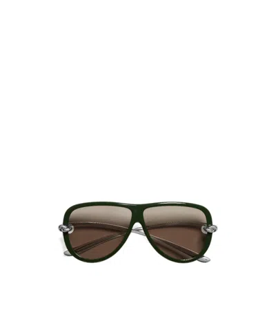 Bottega Veneta Knot Aviator Sunglasses In Green/brown