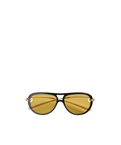 Bottega Veneta New Knot Aviator-style Acetate And Gold-tone Sunglasses In Black