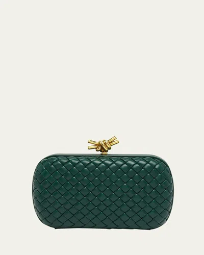 Bottega Veneta Knot Bag In Emerald Green-brass