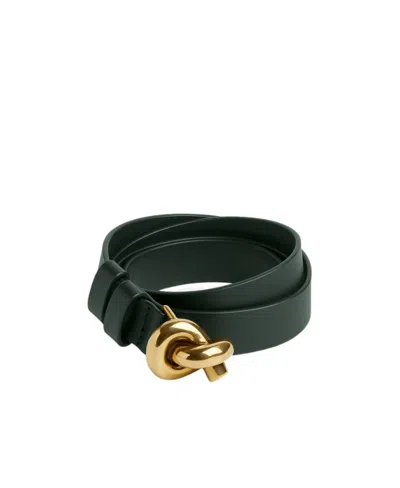 Bottega Veneta Knot Buckle Leather Belt In Black Brass