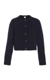 Bottega Veneta Boucle Cardigan In Navy