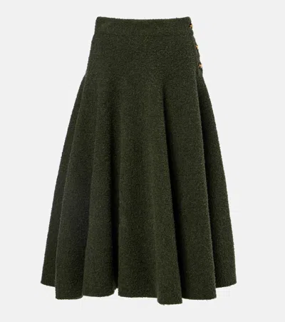 Bottega Veneta Knot Bouclé Midi Skirt In Green