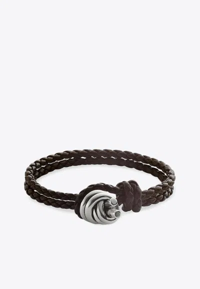 Bottega Veneta Knot Braided Leather Bracelet